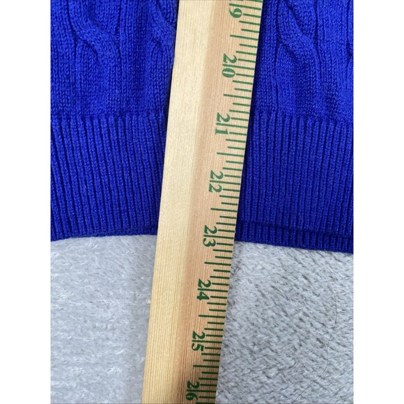 Talbots Cable Knit Sweater Women's XL Lambs Wool Royal Blue Fisherman Crewneck - Picture 4 of 8